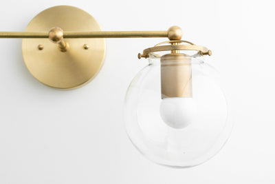 Modern Globe Vanity - Mid Century Lamps - Bathroom Wall Light - Wall Sconce - Vanity Lighting - Raw Brass Light - Model No. 0584