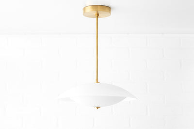 PENDANT MODEL No. 4806-Art Deco hanging light with a Raw Brass finish. Designed and produced by DECOCREATIONStudio at Peared Creation