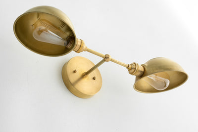 VANITY MODEL No. 5162- Mid Century Modern bathroom lighting with a Raw Brass finish. Designed and produced by MODCREATIONStudio at Peared Creation