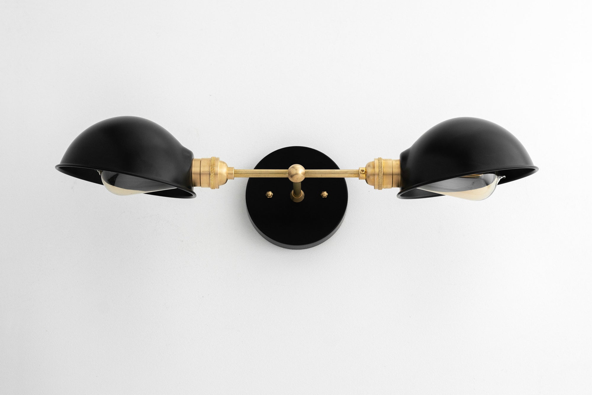 VANITY MODEL No. 9119- Mid Century Modern bathroom lighting with a Black/Brass finish. Designed and produced by MODCREATIONStudio at Peared Creation