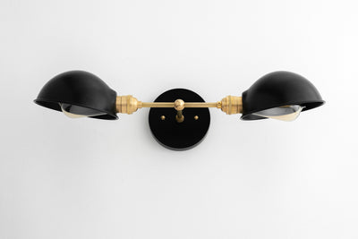 VANITY MODEL No. 9119- Mid Century Modern bathroom lighting with a Black/Brass finish. Designed and produced by MODCREATIONStudio at Peared Creation
