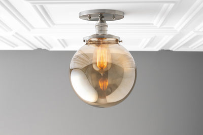 CEILING LIGHT MODEL No. 6016- Industrial Ceiling Lights with a Brushed Nickel finish. Designed and produced by newwineoldbottles at Peared Creation