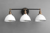 VANITY MODEL No. 0085- Industrial bathroom lighting with a Black/Antique Brass finish. Designed and produced by newwineoldbottles at Peared Creation