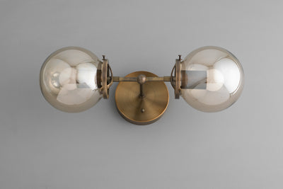 VANITY MODEL No. 8983- Industrial bathroom lighting with a Antique Brass finish. Designed and produced by newwineoldbottles at Peared Creation