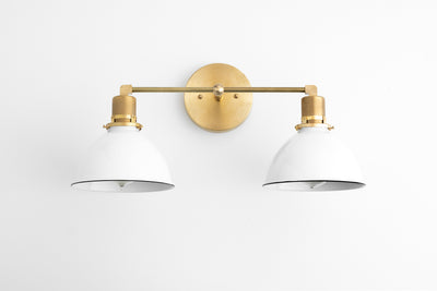 VANITY MODEL No. 9018- Mid Century Modern bathroom lighting with a Raw Brass finish. Designed and produced by MODCREATIONStudio at Peared Creation