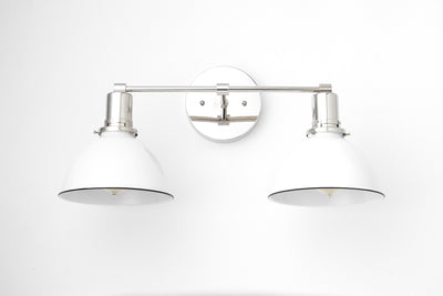 VANITY MODEL No. 9018- Mid Century Modern bathroom lighting with a Polished Nickel finish. Designed and produced by MODCREATIONStudio at Peared Creation