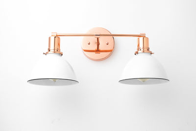 VANITY MODEL No. 9018- Mid Century Modern bathroom lighting with a Rose Gold finish. Designed and produced by MODCREATIONStudio at Peared Creation