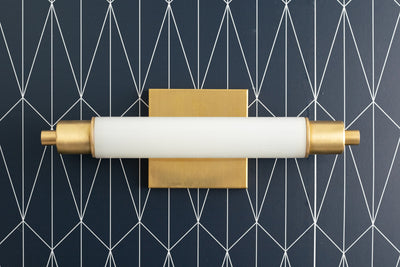 VANITY MODEL No. 1210-Art Deco bathroom lighting with a Raw Brass finish. Designed and produced by DECOCREATIONStudio at Peared Creation