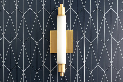 VANITY MODEL No. 1210-Art Deco bathroom lighting with a Raw Brass finish. Designed and produced by DECOCREATIONStudio at Peared Creation