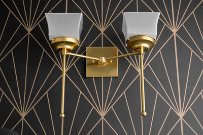 SCONCE MODEL No. 1637-Art Deco Wall Lights with a Raw Brass finish. Designed and produced by DECOCREATIONStudio at Peared Creation