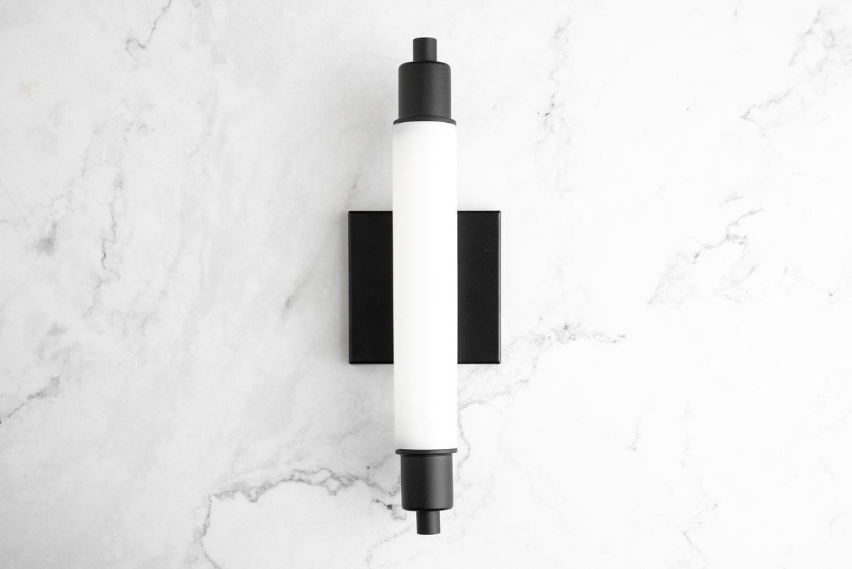 VANITY MODEL No. 1210-Art Deco bathroom lighting with a Black finish. Designed and produced by DECOCREATIONStudio at Peared Creation
