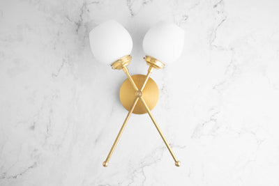 SCONCE MODEL No. 7978-Art Deco Wall Lights with a Opal Round Shade finish. Designed and produced by DECOCREATIONStudio at Peared Creation