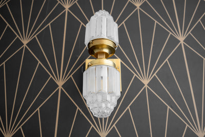 Deco Wall Sconce - Brass Sconce - Art Deco Globe - Wall Lamp - Art Deco Bathroom - Gold Wall Light - 1930s - Art Deco - Model No. 7180