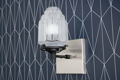 SCONCE MODEL No. 5513-Art Deco Wall Lights with a Brushed Nickel/Black finish. Designed and produced by DECOCREATIONStudio at Peared Creation