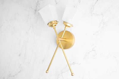 SCONCE MODEL No. 7978-Art Deco Wall Lights with a Etched Square Shade finish. Designed and produced by DECOCREATIONStudio at Peared Creation
