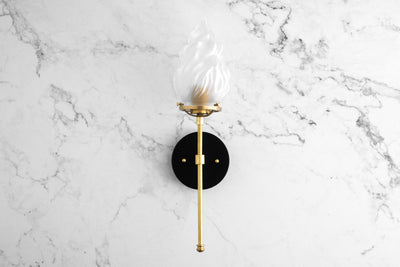 SCONCE MODEL No. 3181-Art Deco Wall Lights with a Black/Brass finish. Designed and produced by DECOCREATIONStudio at Peared Creation