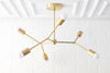 CHANDELIER MODEL No. 7409- Mid Century Modern dining room lights with a Raw Brass finish. Designed and produced by MODCREATIONStudio at Peared Creation