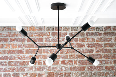 CHANDELIER MODEL No. 7409- Mid Century Modern dining room lights with a Black finish. Designed and produced by MODCREATIONStudio at Peared Creation