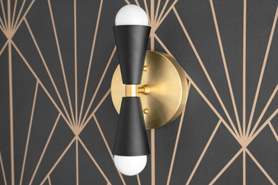SCONCE MODEL No. 4717-Art Deco Wall Lights with a Brass/Black finish. Designed and produced by DECOCREATIONStudio at Peared Creation
