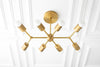 CHANDELIER MODEL No. 1635-Art Deco dining room light fixtures with a Raw Brass finish. Designed and produced by DECOCREATIONStudio at Peared Creation