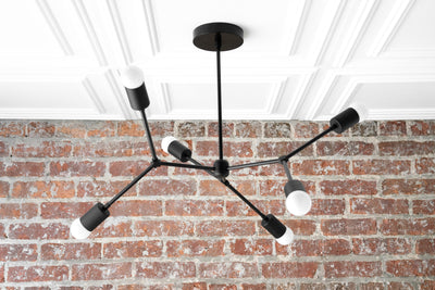 CHANDELIER MODEL No. 7409- Mid Century Modern dining room lights with a Black finish. Designed and produced by MODCREATIONStudio at Peared Creation