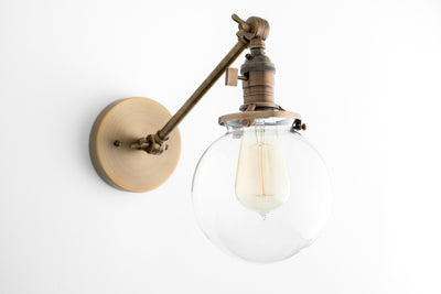 SCONCE MODEL No. 7217- Industrial Wall Lights with a Antique Brass finish. Designed and produced by newwineoldbottles at Peared Creation
