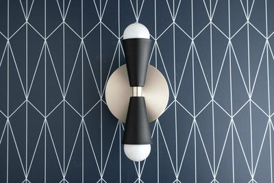 SCONCE MODEL No. 4717-Art Deco Wall Lights with a Brushed Nickel/Black finish. Designed and produced by DECOCREATIONStudio at Peared Creation