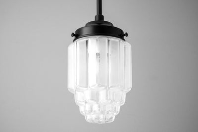 Pendant Light - Art Deco - Skyscraper Shade - Hanging Light - Art Deco Shade - Kitchen Lights - Frosted Glass - Model No. 5492