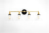 VANITY MODEL No. 6462- Mid Century Modern bathroom lighting with a Black/Brass/Black finish. Designed and produced by MODCREATIONStudio at Peared Creation