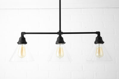 CHANDELIER MODEL No. 4121- Industrial dining room lights with a 14.5" total w/ 6"rod finish. Designed and produced by newwineoldbottles at Peared Creation