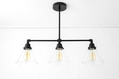 CHANDELIER MODEL No. 4121- Industrial dining room lights with a 14.5" total w/ 6"rod finish. Designed and produced by newwineoldbottles at Peared Creation