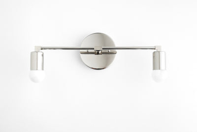 VANITY MODEL No. 8412- Mid Century Modern bathroom lighting with a Polished Nickel finish. Designed and produced by MODCREATIONStudio at Peared Creation