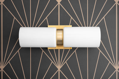 VANITY MODEL No. 6478-Art Deco bathroom lighting with a Raw Brass finish. Designed and produced by DECOCREATIONStudio at Peared Creation