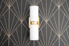 VANITY MODEL No. 6478-Art Deco bathroom lighting with a Raw Brass finish. Designed and produced by DECOCREATIONStudio at Peared Creation