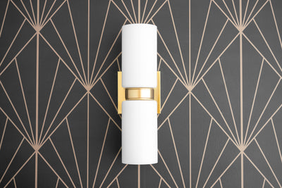 VANITY MODEL No. 6478-Art Deco bathroom lighting with a Raw Brass finish. Designed and produced by DECOCREATIONStudio at Peared Creation