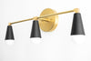 VANITY MODEL No. 9945- Mid Century Modern bathroom lighting with a Brass/Black finish. Designed and produced by MODCREATIONStudio at Peared Creation