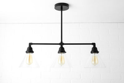 CHANDELIER MODEL No. 4121- Industrial dining room lights with a 14.5" total w/ 6"rod finish. Designed and produced by newwineoldbottles at Peared Creation