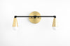 VANITY MODEL No. 1298- Mid Century Modern bathroom lighting with a Brass/Black/Brass finish. Designed and produced by MODCREATIONStudio at Peared Creation