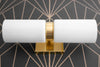 VANITY MODEL No. 6478-Art Deco bathroom lighting with a Raw Brass finish. Designed and produced by DECOCREATIONStudio at Peared Creation