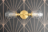 VANITY MODEL No. 9636-Art Deco bathroom lighting with a Raw Brass finish. Designed and produced by DECOCREATIONStudio at Peared Creation