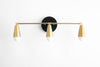 VANITY MODEL No. 9945- Mid Century Modern bathroom lighting with a Black/Brass finish. Designed and produced by MODCREATIONStudio at Peared Creation
