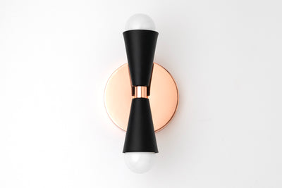 SCONCE MODEL No. 4717- Mid Century Modern Wall Lights with a Rose Gold/Black finish. Designed and produced by MODCREATIONStudio at Peared Creation