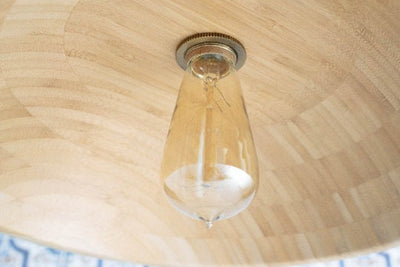 Wood Pendant Light - Boho Pendant - Wood Light - Boho Lighting - Bamboo Bowl Light - Bamboo Lighting - Boho Model No. 9322