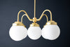 Satin Globe - Brass Chandelier - Modern Contemporary - Victorian Chandelier - Curved - Ceiling Lamp - Model No. 9523