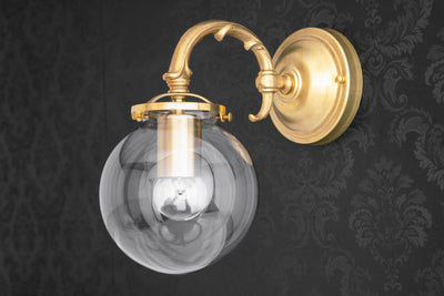Modern Victorian Sconce - Wall Lighting - Brass - Indoor Lighting - 6&quot; Glass Globe - Victorian Model No. 9834