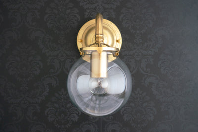 Modern Victorian Sconce - Wall Lighting - Brass - Indoor Lighting - 6&quot; Glass Globe - Victorian Model No. 9834