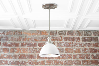 White Pendant Light - Farmhouse Lighting - Mid Century Lighting - Industrial Lighting - Kitchen Island - Island Light - Model No. 8808