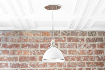 White Pendant Light - Farmhouse Lighting - Mid Century Lighting - Industrial Lighting - Kitchen Island - Island Light - Model No. 8808