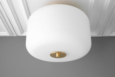 Ceiling Light - Satin Glass Drum Light - Foyer Lighting - Boho Lighting - Modern Lighting - Brass Ceiling Light - Boho Model No. 8045