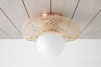 Boho Ceiling Light - Pendant - Bird&#39;s Nest Light - Bamboo Nest - Boho Lighting - Ceiling Light - Copper Light - Boho Model No. 0196